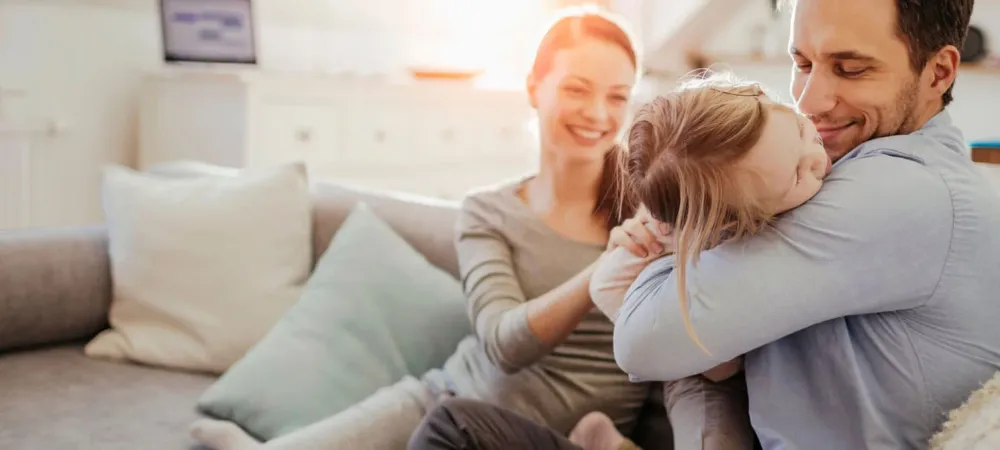 Family on couch